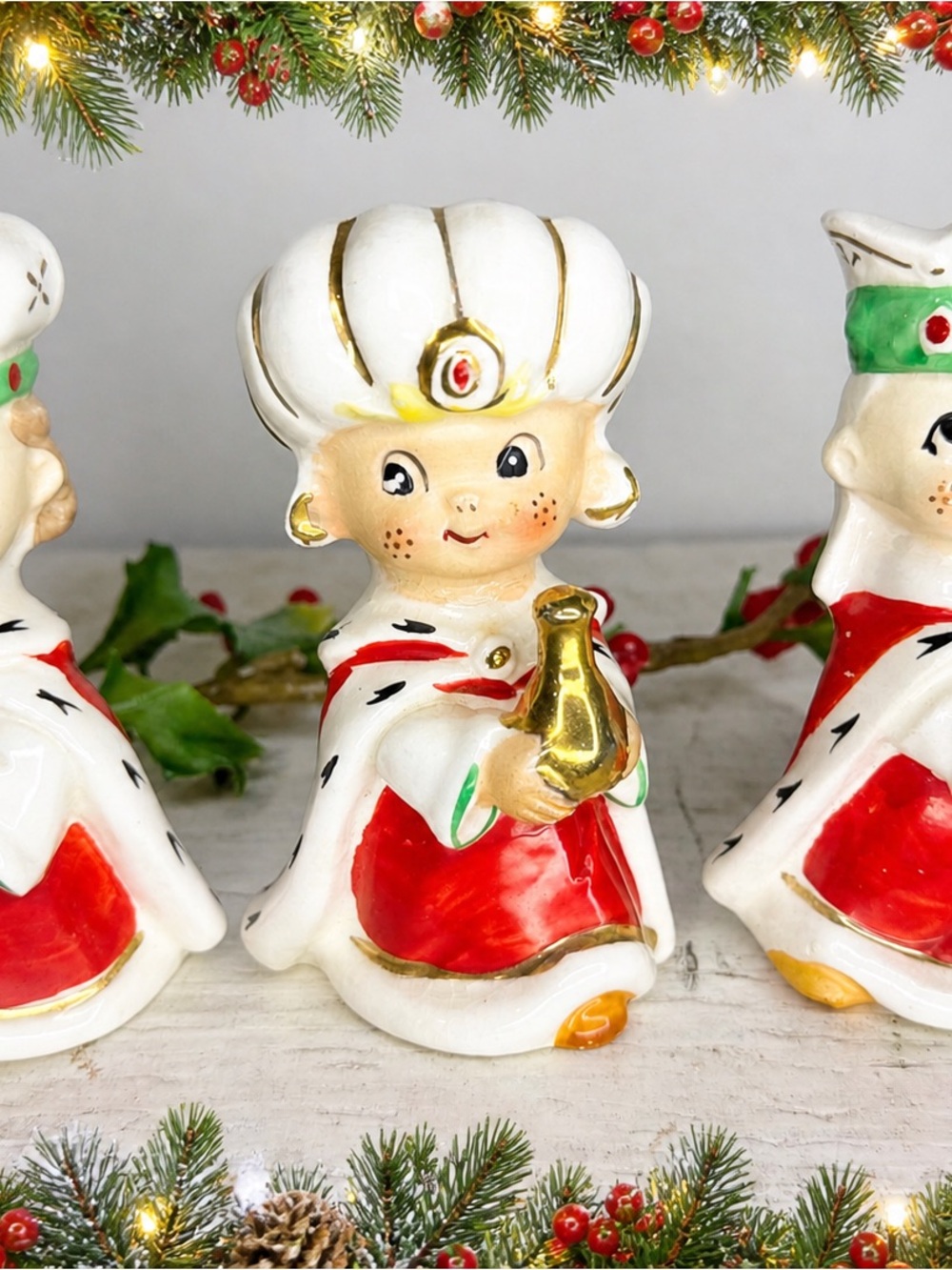 Vintage Holt Howard Three Wise Men Candle Holders: MCM Japan Christmas Bells